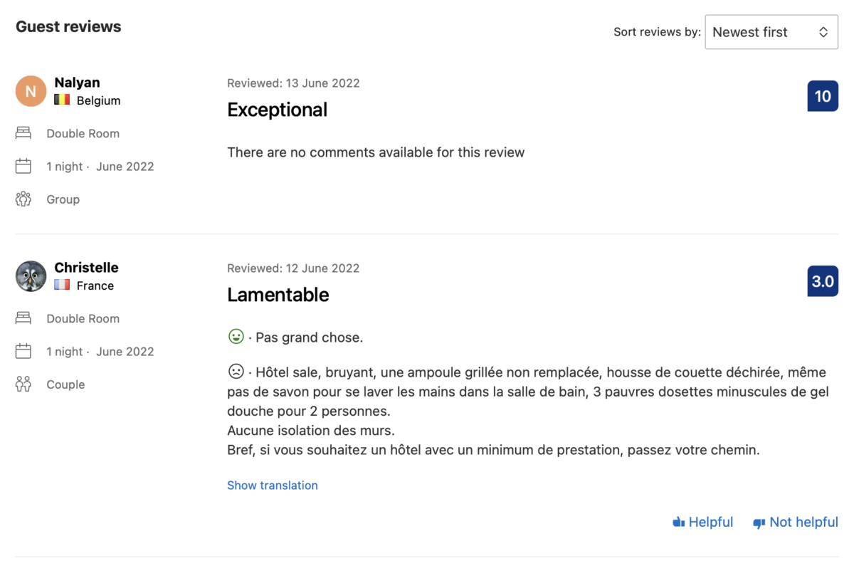 Reviews Booking.com Hipotel Paris Gambetta République 1