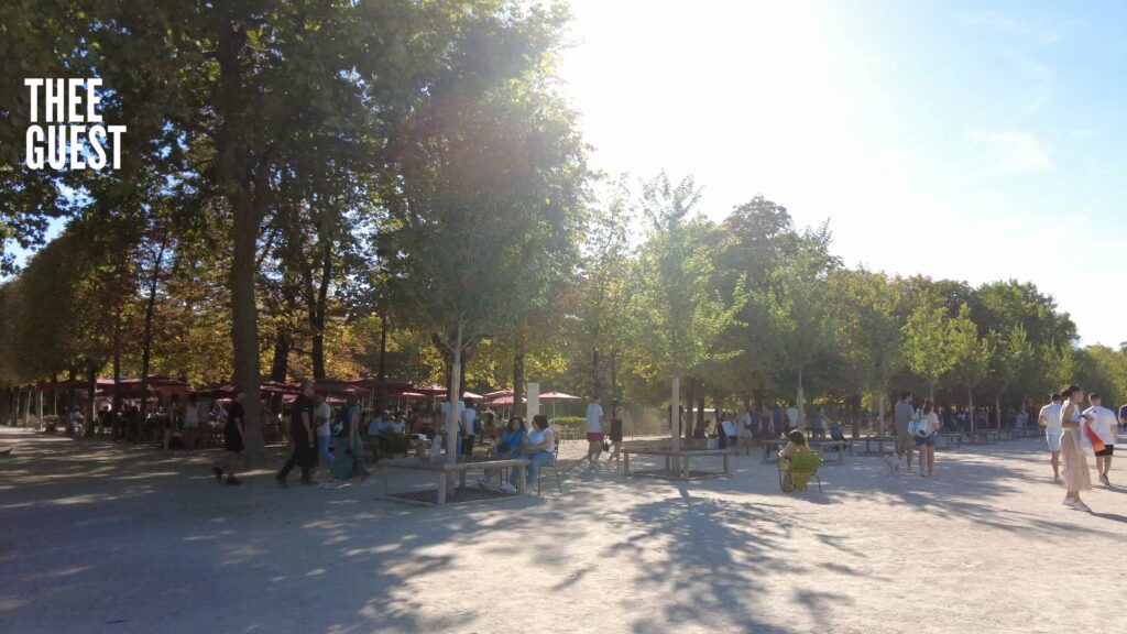 Walk in Paris Arc de Triomphe du Carrousel Tuileries Funfair Restaurant in garden Thee Guest